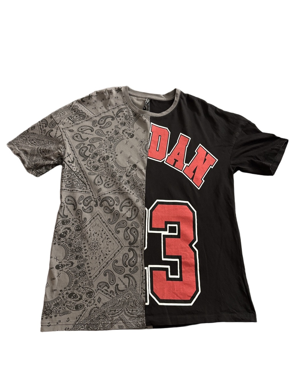 Gangs Jordan Split Bandana Graphic Tee XL Black Gray Streetwear Cotton